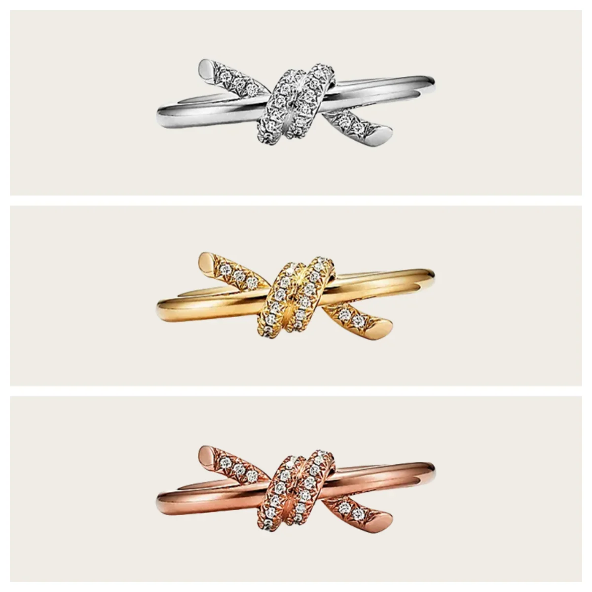 

S925 bow ring, twisted rope ring, high-end luxury atmosphere, comfortable for men and women to wear