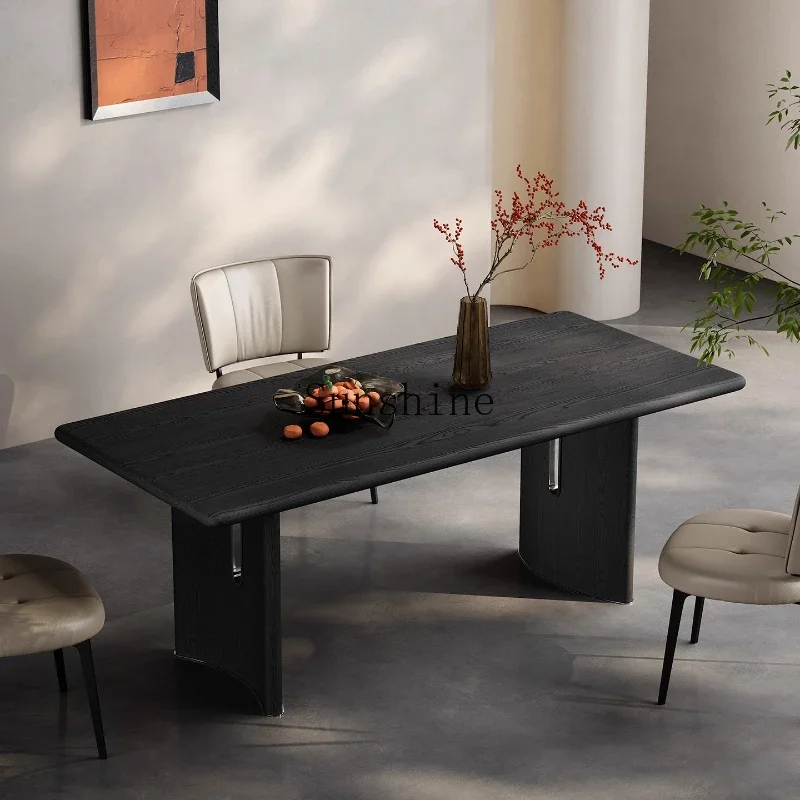 Italian living room home rectangular retro solid wood black wood veneer dining table