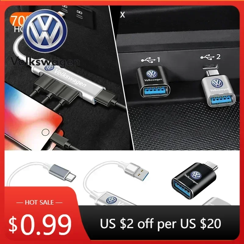 

Для VOLKSWAGEN VW Polo B6, OTG-адаптер 4-в-1 Type-C на USB A 3.0, высокоскоростной многопортовый разветвитель-адаптер для Volkswagen