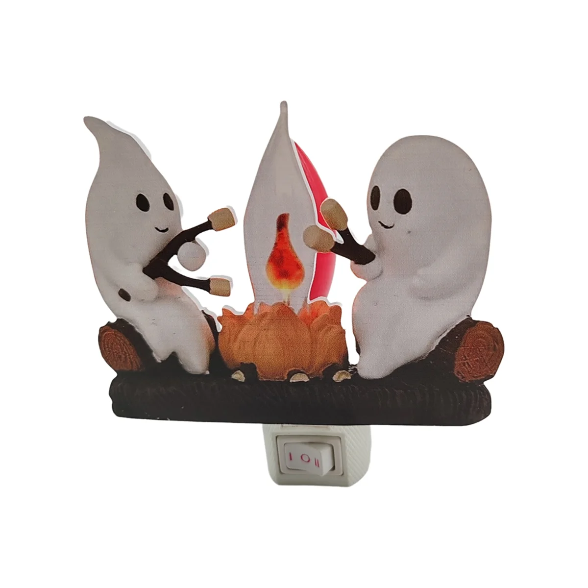 Ghost Campfire Flickering Night Light Flame Halloween Nightlight 3D LED Small Faux Campfire Night Light Decor US Plug