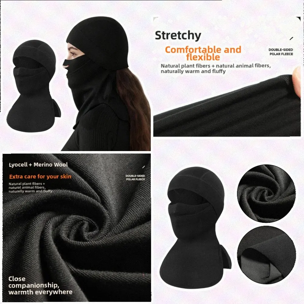 Full Face Neck Guard Outdoor Adventures Breathable Fleece Lining Cold Resistance Technology Wool Lyocell Ski  Full