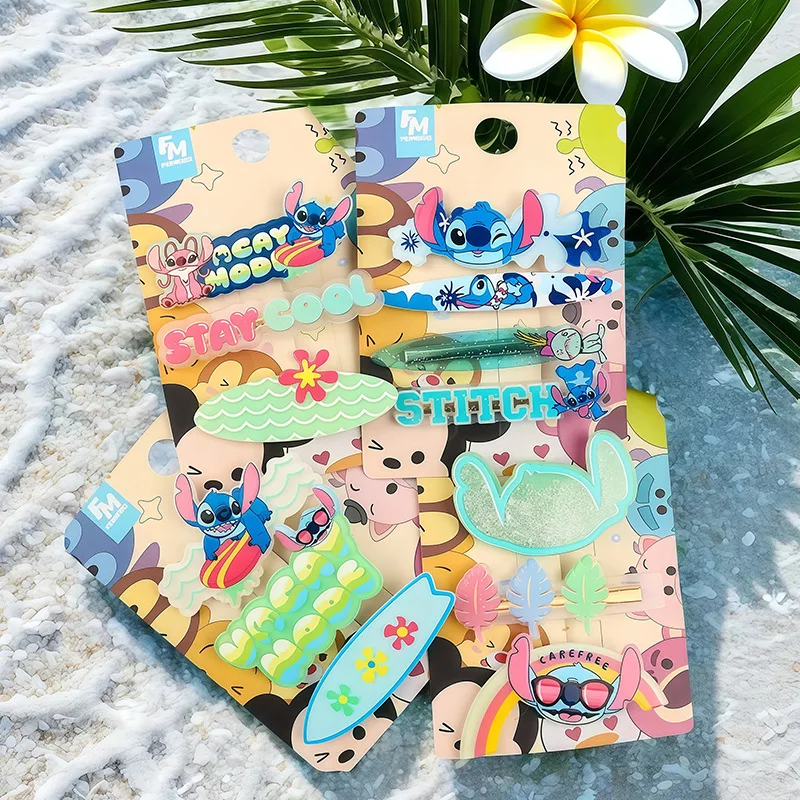 

4/3PCS New Cartoon Lilo & Stitch Clip Girly Hairpin Kawaii Stitch Character Headdress Hair Accessories Girls Christmas Gift Toys