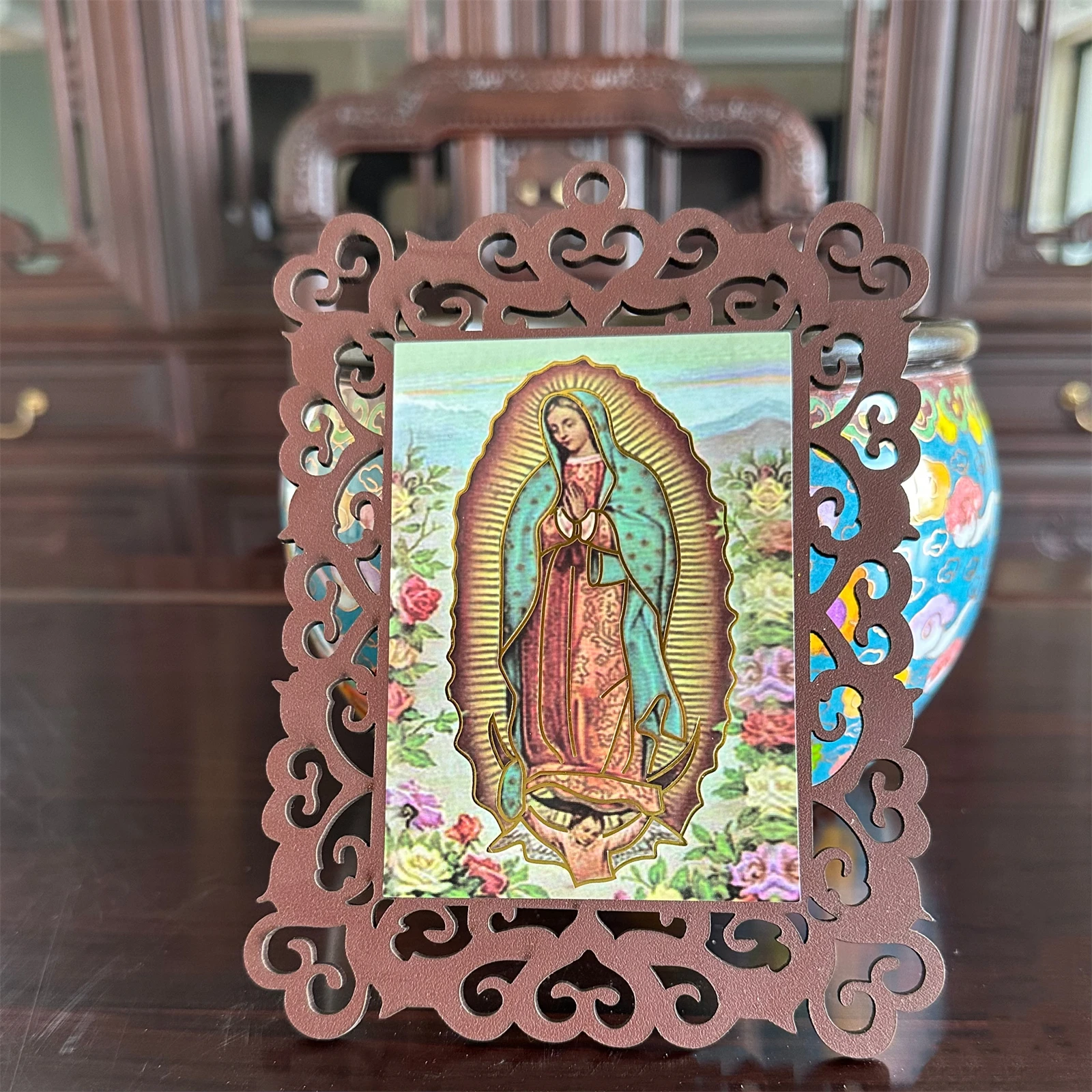 

1 Pc Our Lady of Guadalupe Wooden Picture Frames Catholic Virgin Mary Saint Jude Wooden Photo Frame Rosary Gift