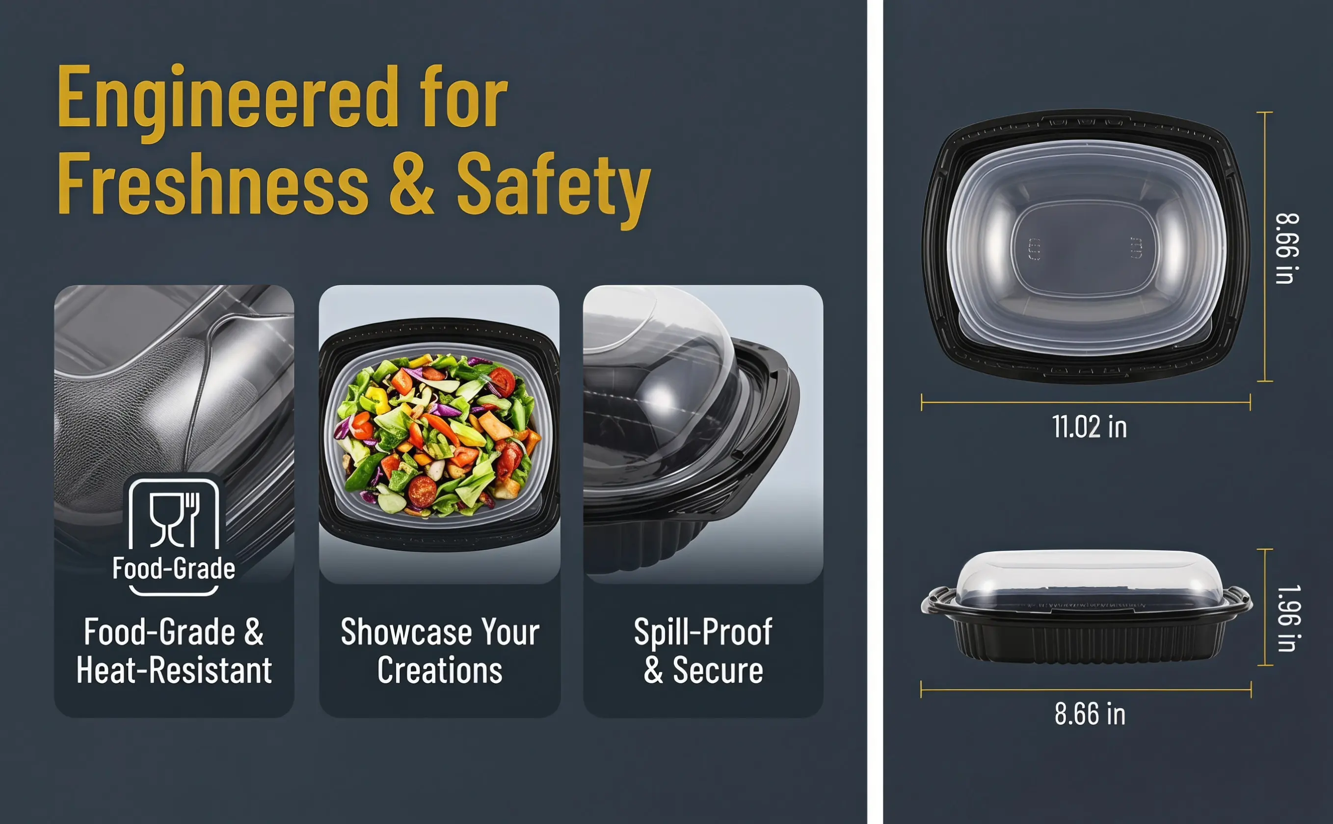 10pcs Food-Grade Disposable Roast Chicken Boxes with Clear Heat-Resistant Lids, Dustproof & Insect-Proof