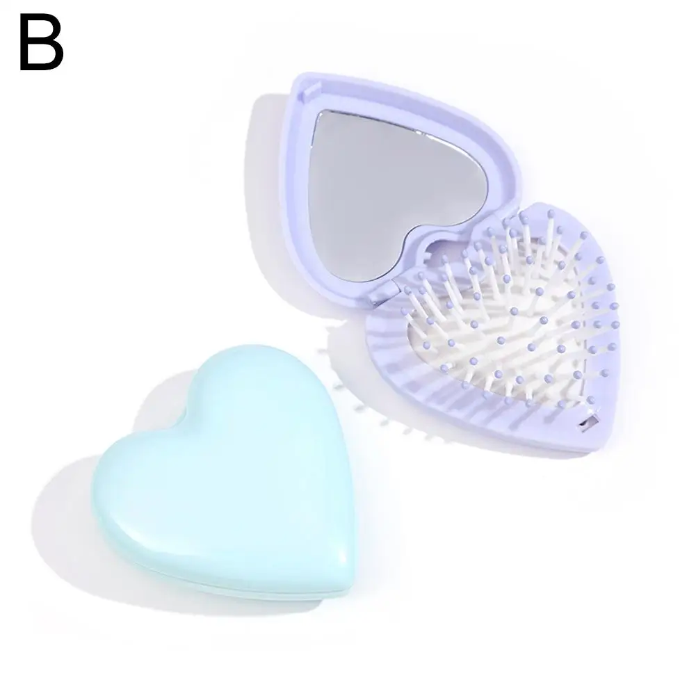 Travel Hair Brush With Mirror, Portable Mirror With Mini Hair Brush Kit, Folding Hairbrush For Girls, Foldable Hair Comb B1L6