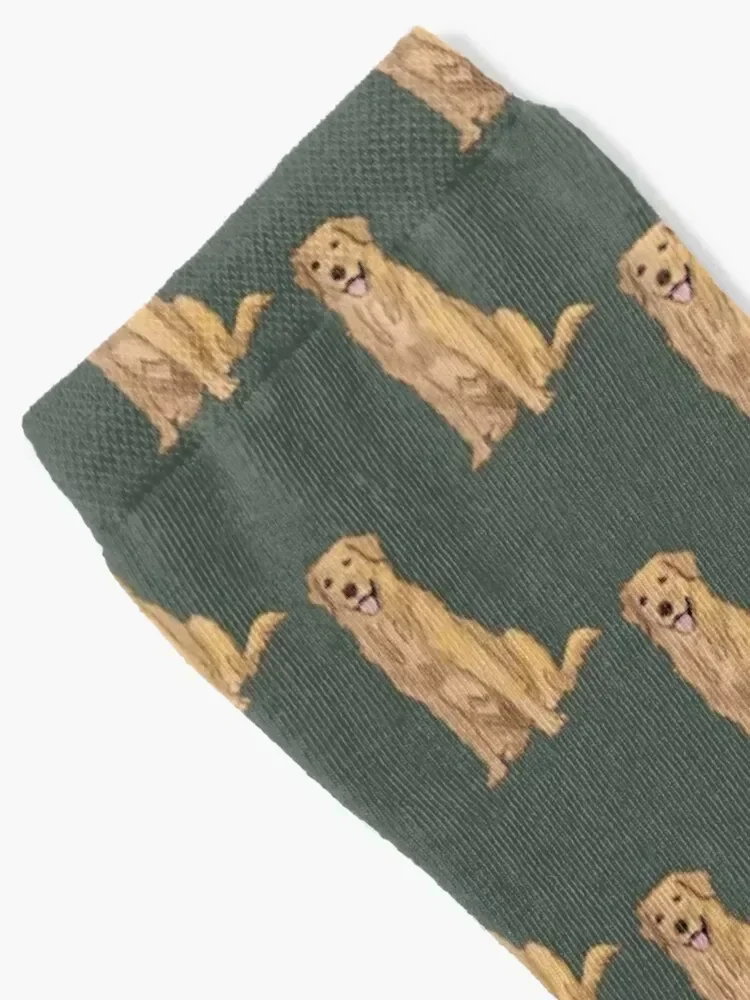 Golden Retriever auf grünen Socken Winterstrümpfe Kompression Anti-Rutsch-Fußball kurze Socken Damen Herren