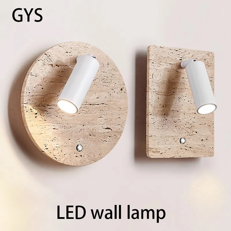 

Led Wall Lamp Bedroom Beside Light Yellow Cave Stone Wabi Sabi Style Reading Spotlight Hotel With Switch Rotatable Lighting COB