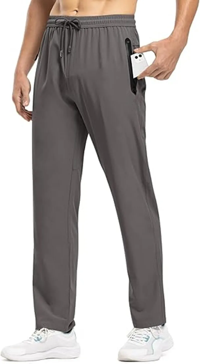 Herren Schnelltrocknende Leichte Sporthose Elastischer Bund Reißverschlusstaschen Atmungsaktive Freizeithose Für Laufen Fitness Wandern – Detail 8