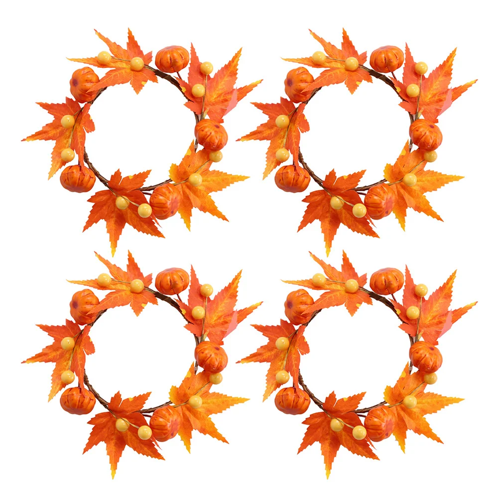 

4pcs Rings Wreath Garland Christmas Thanksgiving Decorations Fall Festive DIY Holiday Maple Leaf Foam Table
