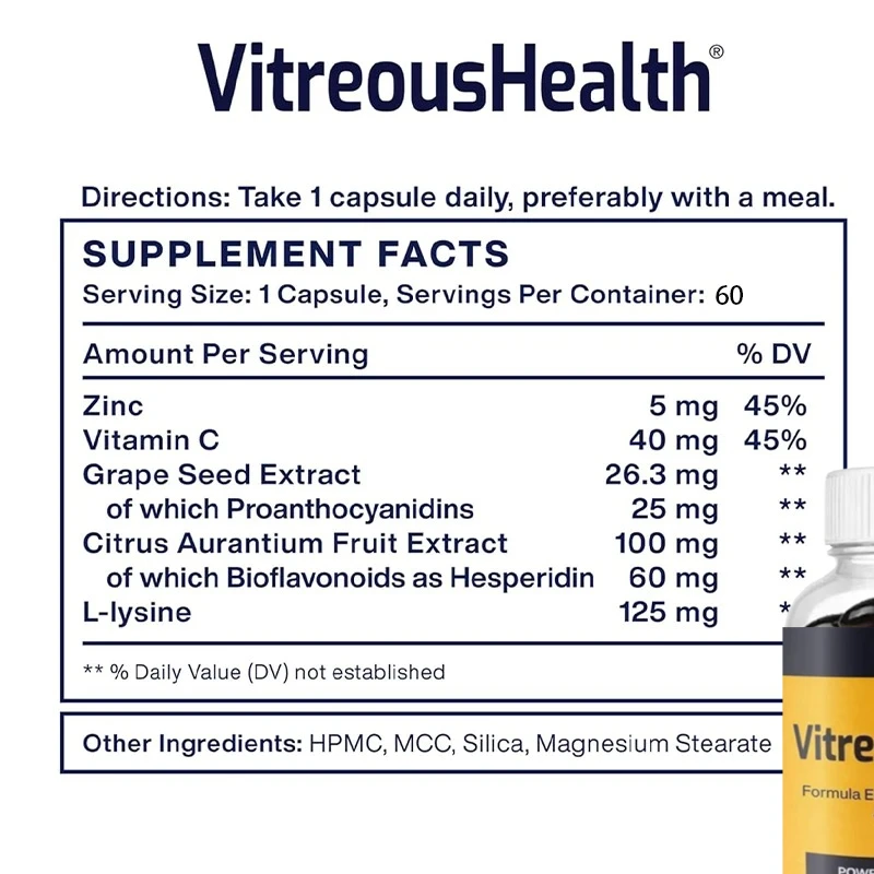 مكمل العين القائم على أدلة VitreusHealth، يحتوي على كبسولات L-lysine-60 #3