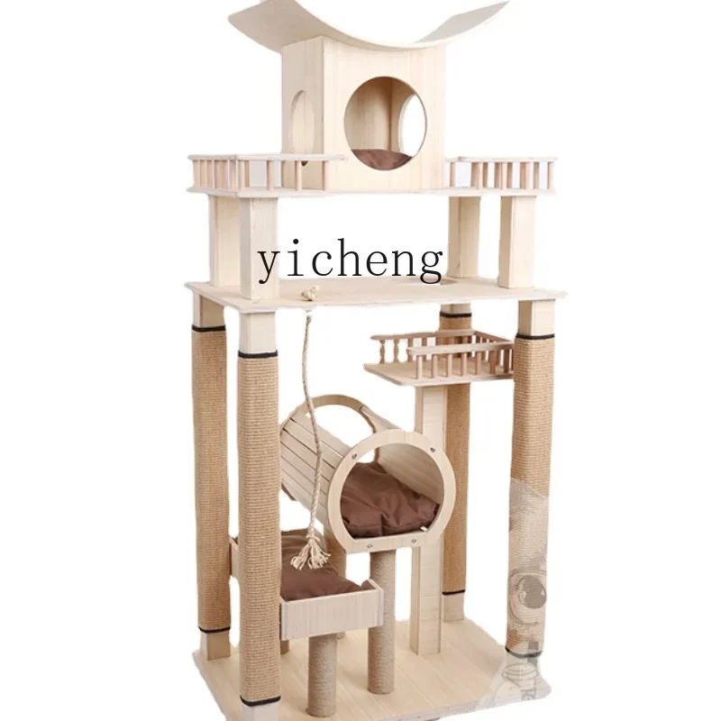 Solid Wood Cat Castle Castle Muppet Family Available Large Cat Climbing Frame Cat Villa Jumping Platform Nest