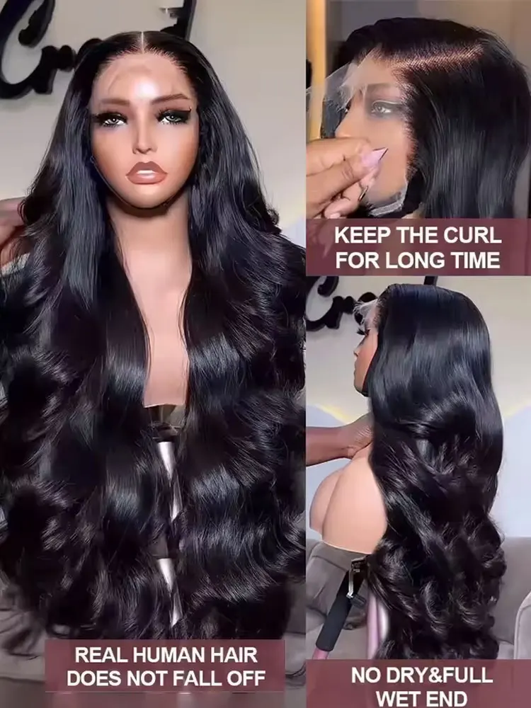 42 Polegada onda do corpo perucas de cabelo humano 250% densidade 13x6 hd frente do laço peruca de cabelo humano 5x5 gluless fechamento do laço perucas preplucked