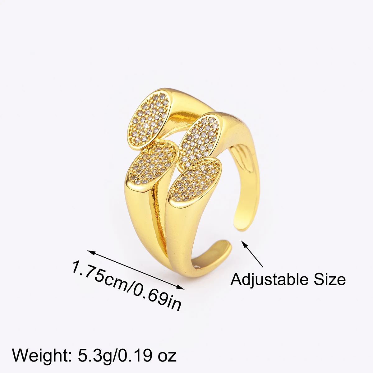 Nidin Hot Sale Fashion Shiny Crystal Zircon Open Rings Adjustable For Women Men Anniversary Party Finger Jewelry Gifts