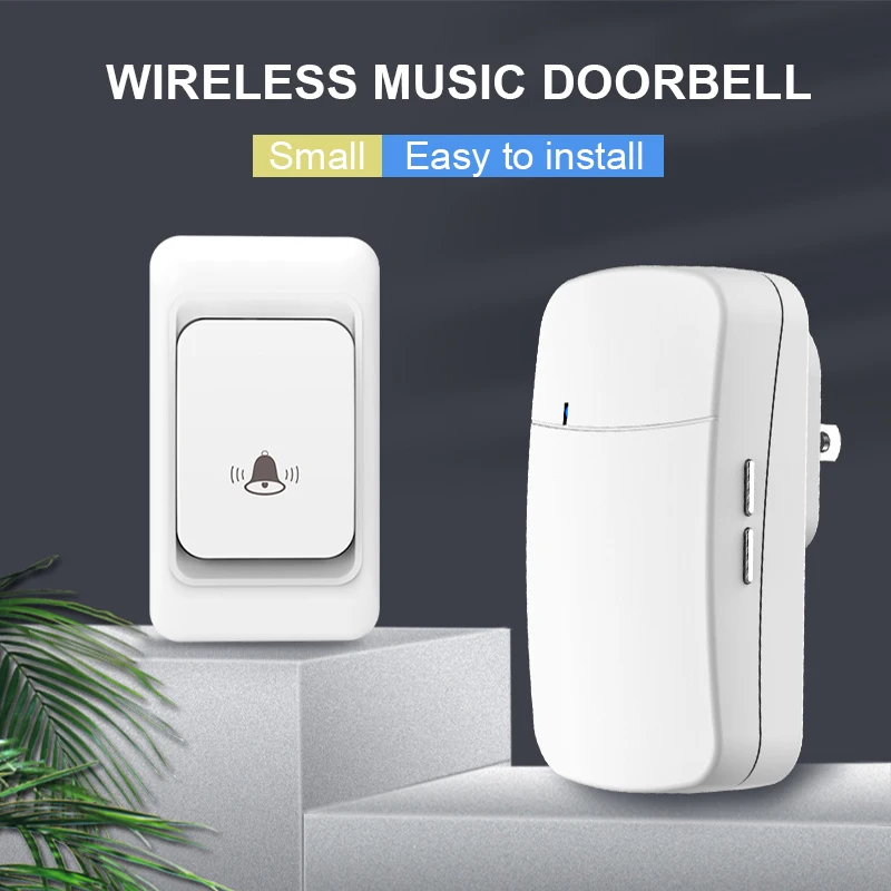 Wireless Smart Doorbell Home Welcome Doorbell Simple Pager 300M No Socket RequiredWireless Doorbell Battery Type One with Many