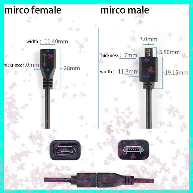 30CM Micro USB 2.0 A Femmina Jack Interfaccia Android 4 Pin 2 Pin Maschio Femmina Cavo di ricarica dati di alimentazione Connettore E3