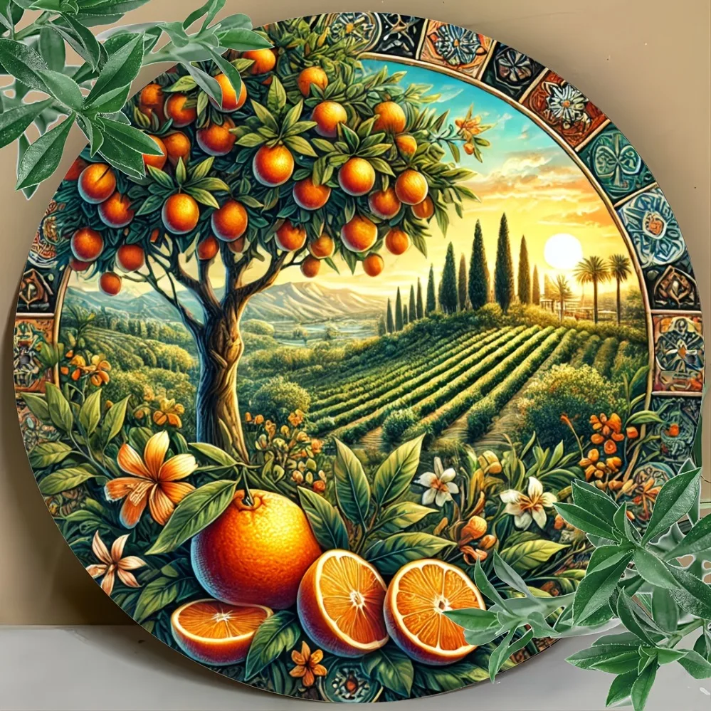 Orange Tree Decor Mediterranean Style Tuscan Wall Art for Home Kitchen Bar Cafe