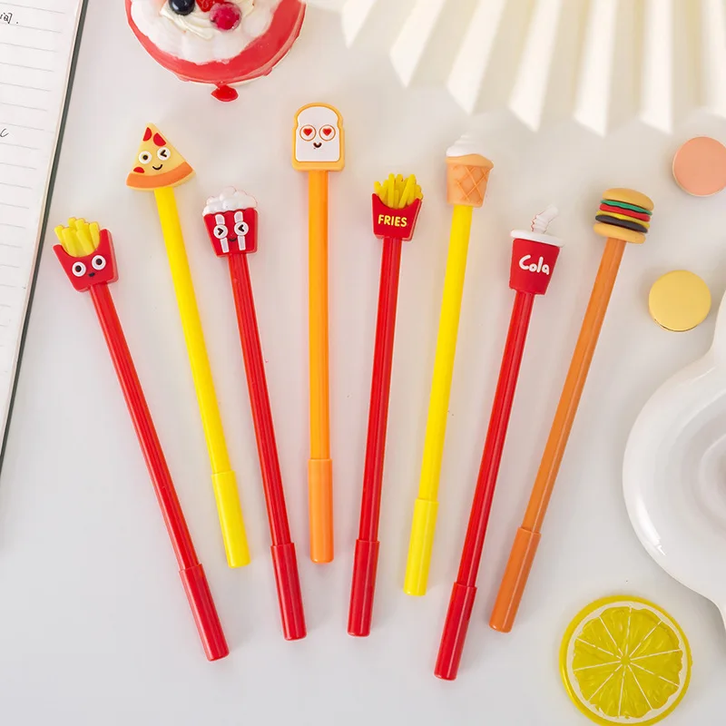 Ellen Brook 1 Piece Cute Kawaii Creative Fast Food School Office Stationery Gel Pen Sweet Funny Fries Popcorn Bread Pizza Pen