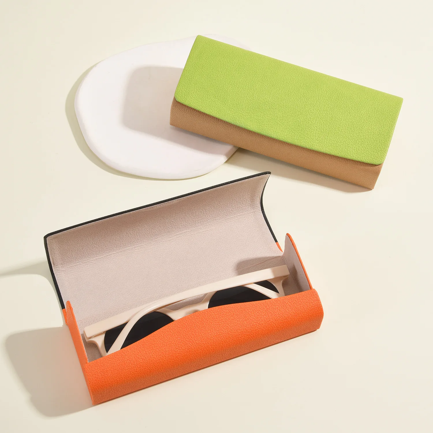 Minimalist Eyeglass Case Spacious Sunglasses Storage Case Pu Eyewear Holder Sleek Fresh Color Eyeglass Box For Home Storage