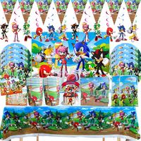 Sonic Birthday Party Decoration Disposable Tableware Cake Topper Cup Plate Balloon Tablecloth for Kids Boys Baby Shower Supplies