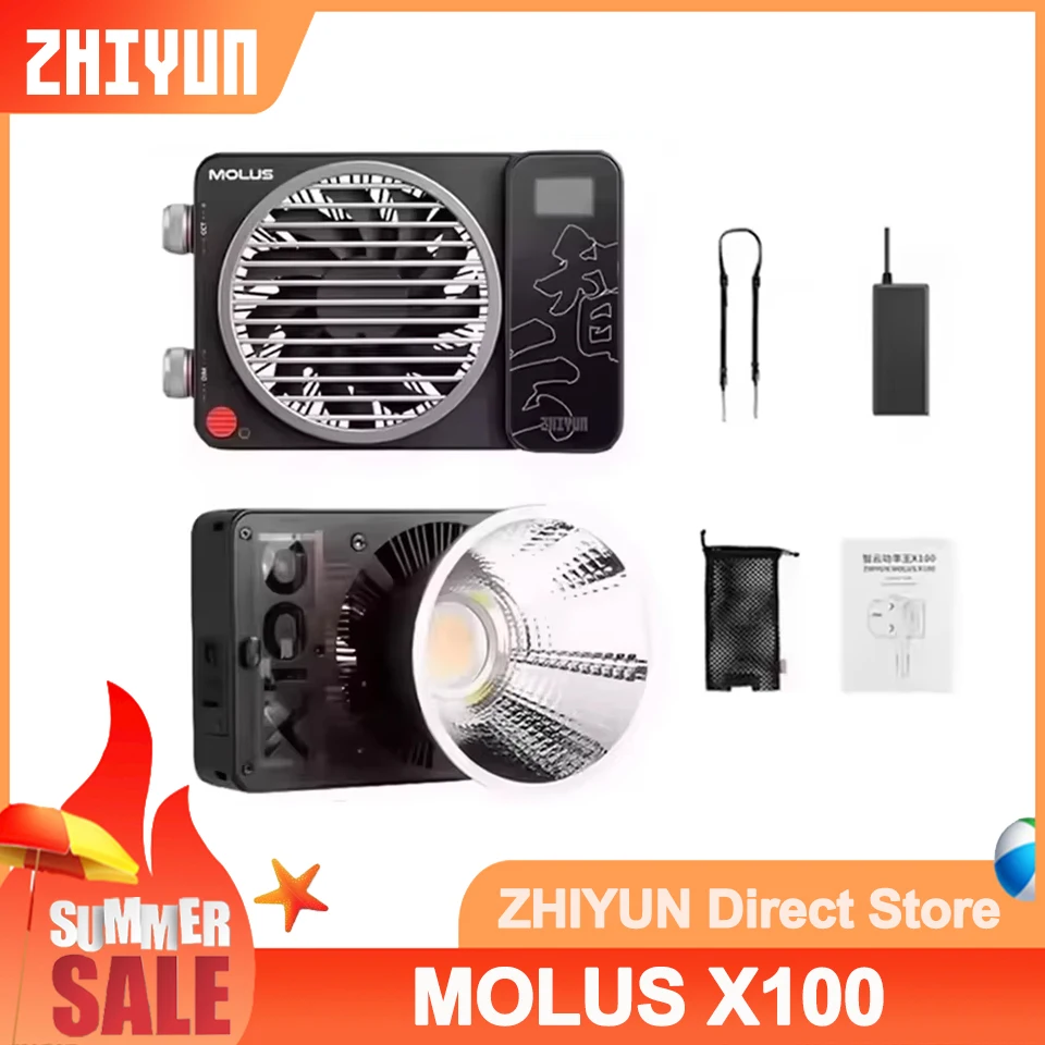

ZHIYUN MOLUS X100 100W COB Photography Light Professional Photography Portable Pocket Light for Video Ourdoor Live Shooting