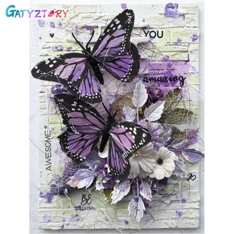 

GATYZTORY Animal 5d Painting Square Drill butterfly 5D Diy Diamond Painting Cross Ctitch Kits Diamond Mosaic Embroidery Gif