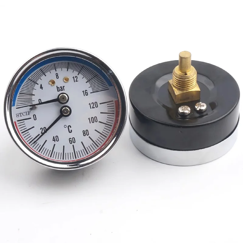 120℃ Temperature And Pressure Integrated Gauge Pressure 10KG 16KG Water Heating Pressure Gauge