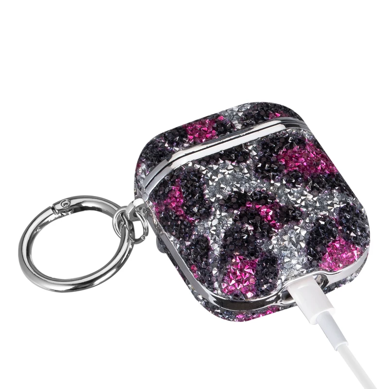 Glitter Leopard Diamond Earpods Case for Apple Airpods Pro 2 Airpod 3 2 1 Bling Rhinestone Wireless Bluetooth Earphone Cover