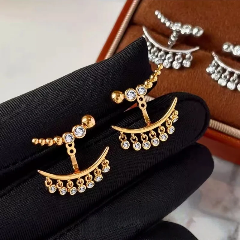 Fashion Exquisite Tassel Zircon Earrings for Women's Wind Chimes Vintage High-end Unique Beautiful Elegant Accessories