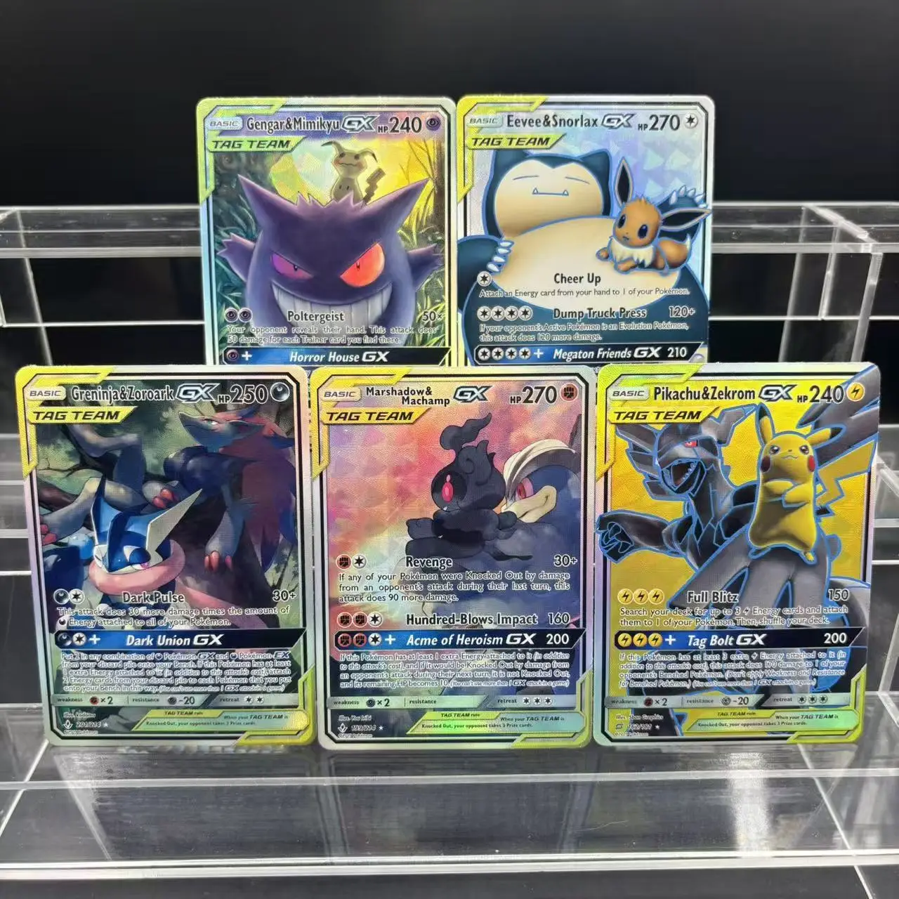 

5 шт./компл., самодельная английская серия Ptcg GX Gengar Eevee Snorlax Zekrom Umbreon, флэш-карта, классическая коллекционная карта аниме, подарок