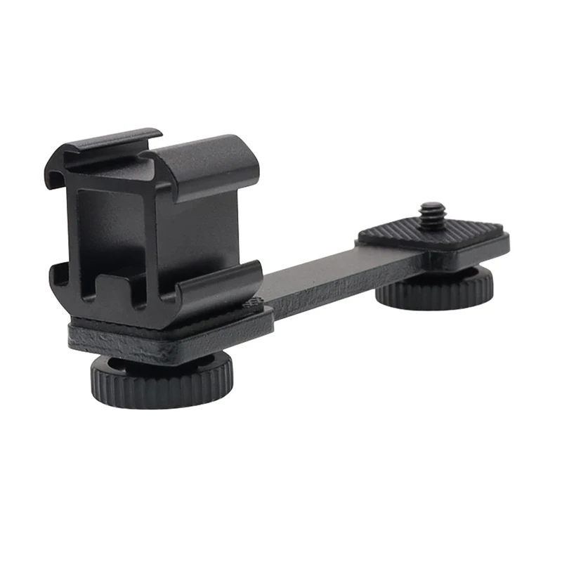 Three-headed Hot Boot Bracket 3 in 1 Triple Hot Shoe Mount Adapter Extension Bracket Holder Microphone Stand