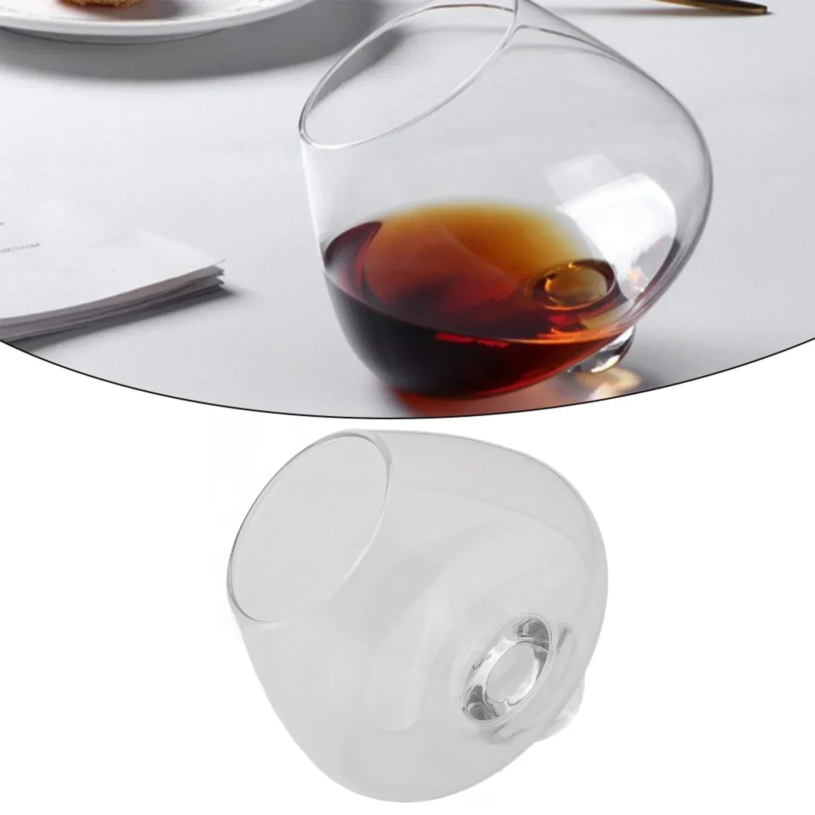 1pcs Whisky Glasses Beer Cup Wide Belly Drinking Tumbler Cocktail Wine Glass Hemisphere Bottom Easily Rotated Wake Up