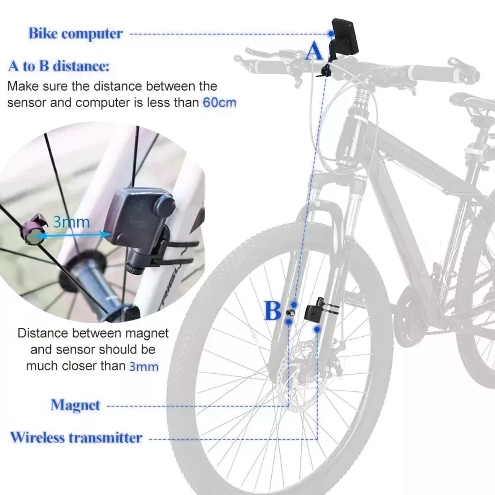 Wireless Bike Computer Bicycle Speedometer Odometer Large LCD Multifunction Cycling Tool Weatherproof Lightweight Bike Supplies