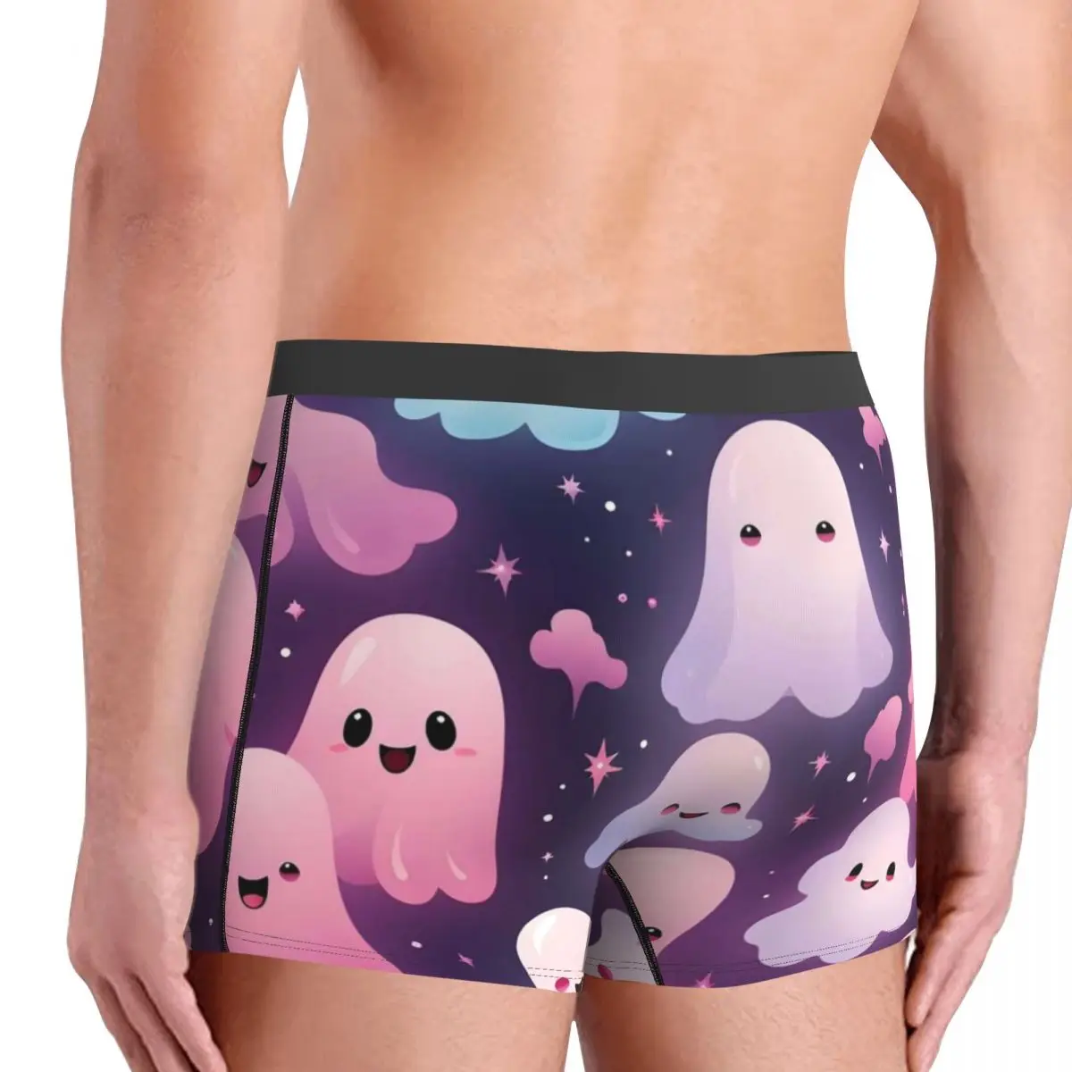 Roupa interior fantasma rosa dos desenhos animados engraçado homem de halloween shorts briefs bonito boxer shorts quente impresso plus size cuecas