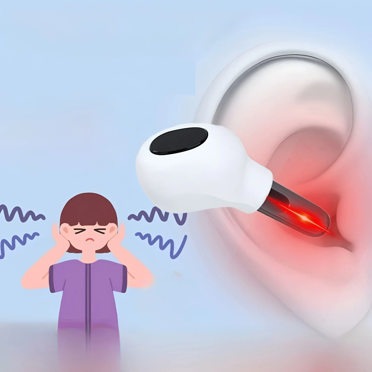 1Pcs Painless 650nm Red Light Otology Laser Therapy Device - Ear Care Instrument for Tinnitus, Otitis Media & Deafness