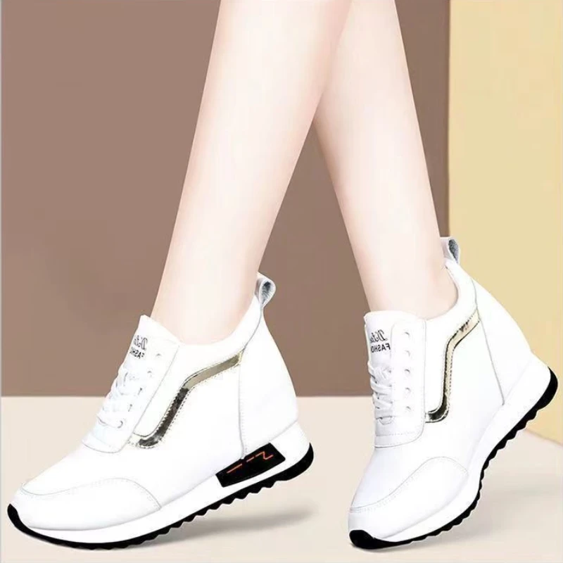 Women  Wedge Shoes Ladies Casual Increase Shoes Hide Heels Shoes Female Thick Bottom Breathable Trainers Zapatos De Mujer 2023