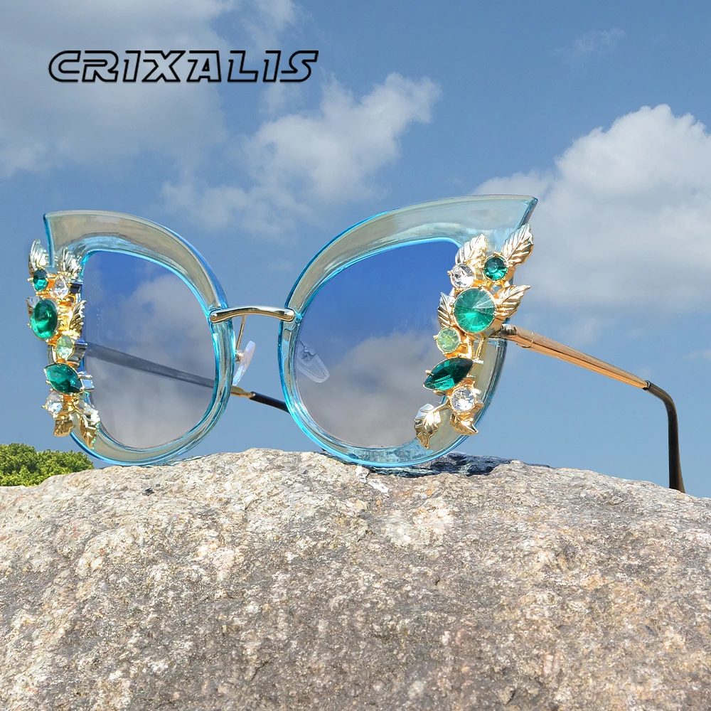 CRIXALIS Strass Schmetterling Sonnenbrille Frauen Mode Trend Luxus Designer Diamant Sonnenbrille Weibliche Shades Damen UV400