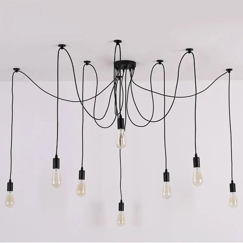 Ajustável Spider Pendant Lights, Pendurado Lâmpada, Iluminação Interior, Moderno, Retro, Edison, Vintage Loft, Antigo, DIY, E27