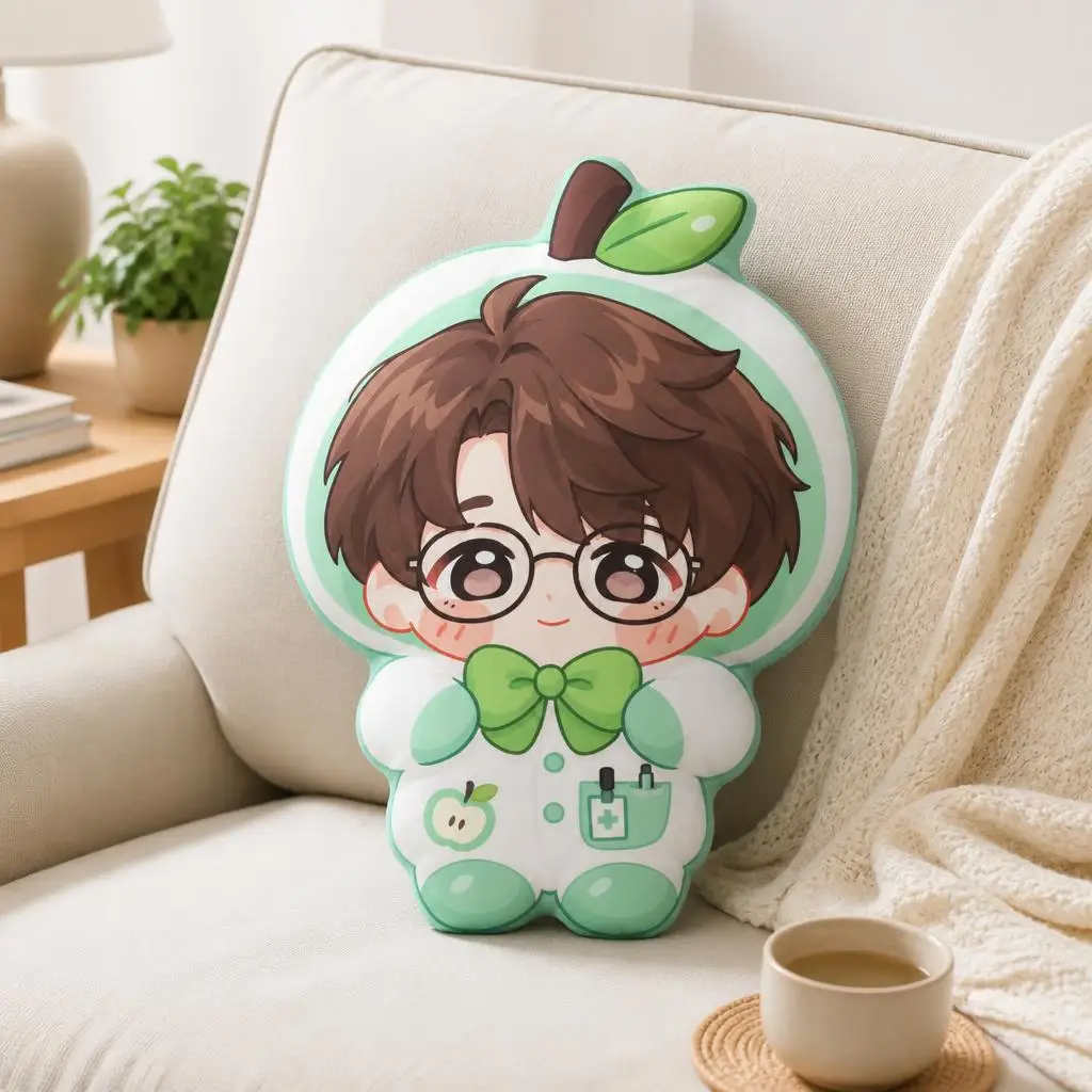 Love and Deepspace Caleb Chibi Apple Costume Shaped Pillow Cute Character Cushion Throw Pillow Sofa Home Decorative Gift