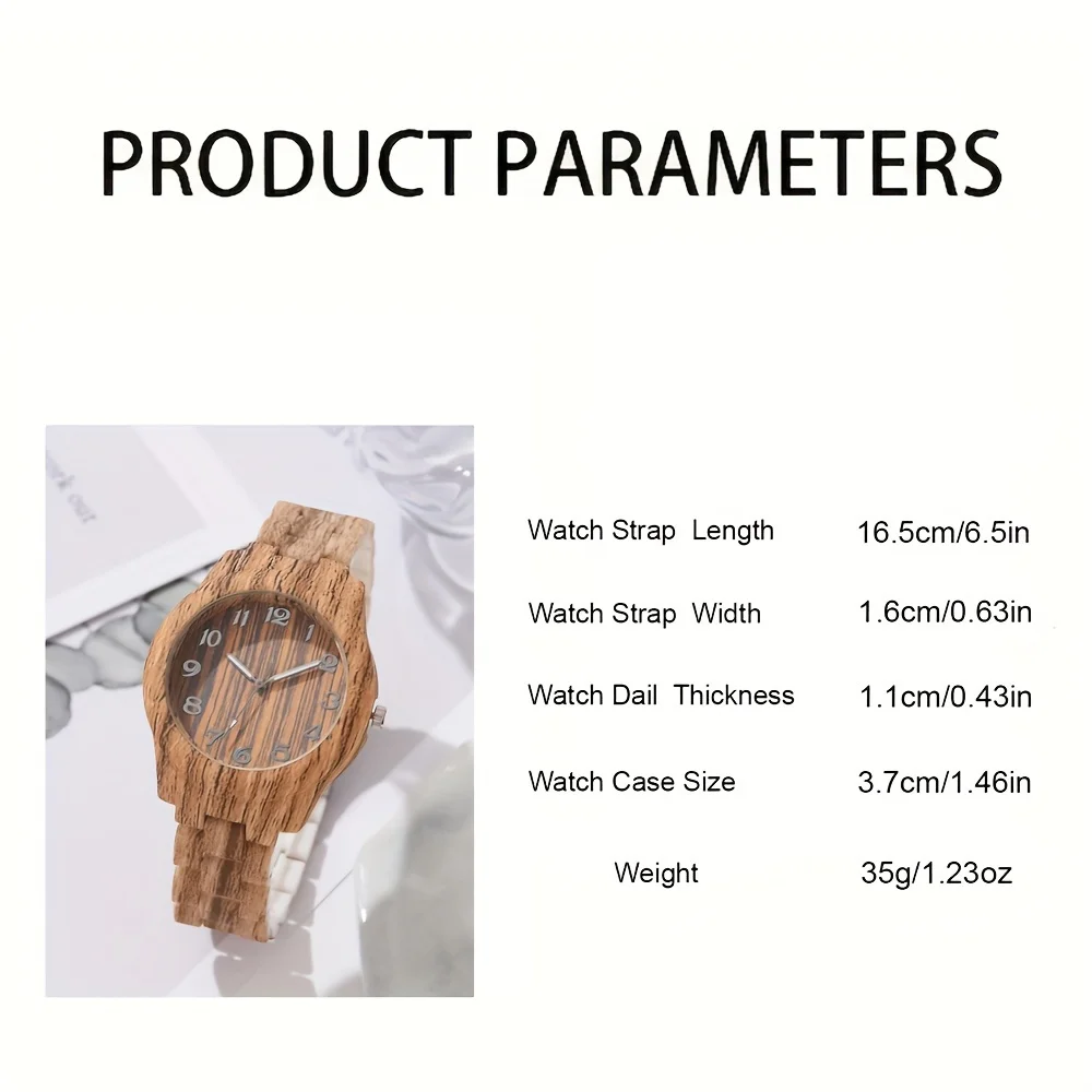 4pcs Casual Fashion Quartz Watch For Women Analog-digital Pointer Gifts With Gifts Set Wood Color Watch Wrist