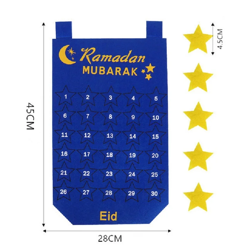 Handmade Felt Ramadan Calendar 2026 Eid Mubarak Countdown Muslim Gift Eid Al Adha Decoration Craft Home Ornament