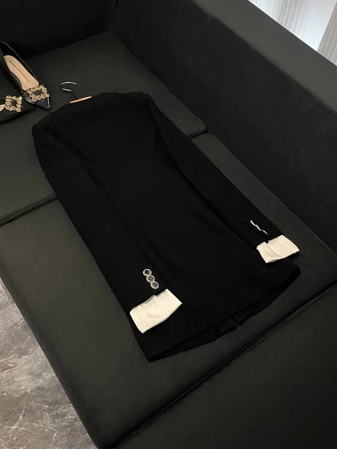 

Однобортный костюм Bla с V-образным вырезом и завязкой на талии для женщин, зимний новый костюм для поездок на работу Sle Long Sve Midi Dr