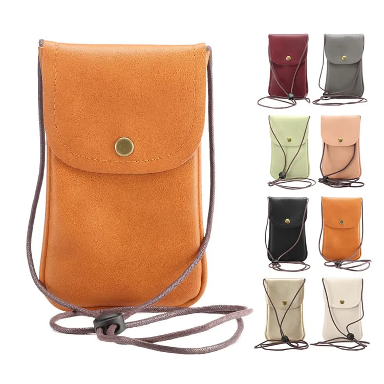 Cute Mobile Phone Bag for Girls New Trend Mini Leather Diagonal Cross Shoulder Bag with Drawstring Neck