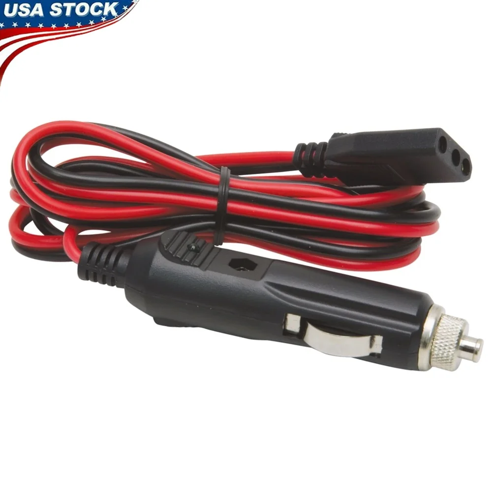 

12V CB Radio Power Cord 3-Pin 2-Wire Adapter with Cigarette Lighter Plug Battery Clips 16-Gauge Copper Wire 10 Amp Capacity