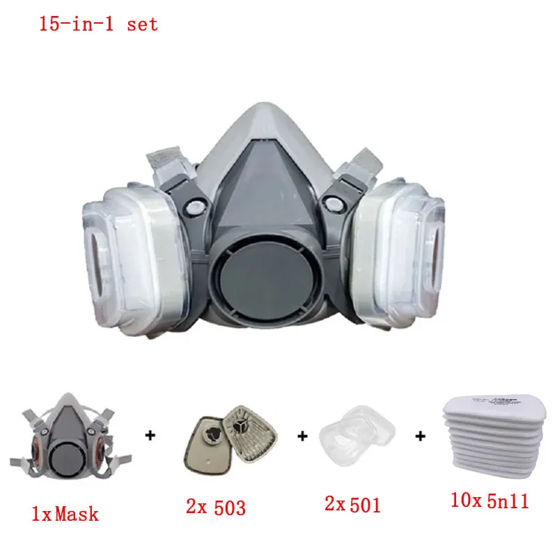 6200 Stofmasker Half Gezicht Met 503 5N11 Deeltjesfilters Bril Set Voor Industriële Arbeid Stof Verf Spray Decoratie Slijpen ﻿