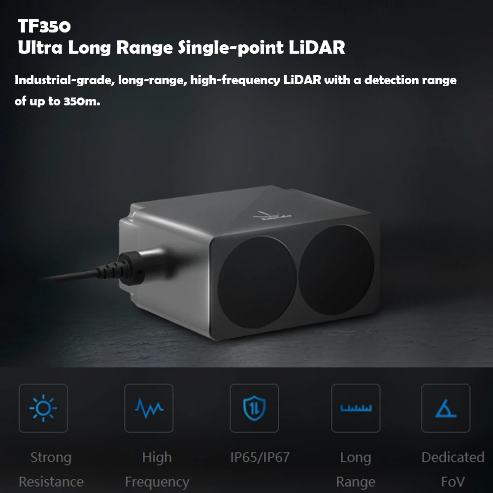 Imagem -02 - Ultra Longo Alcance Único Ponto Lidar Ip67 Uart Pode Rs232 Rs485 Analógico Atual 420ma Grau Industrial 350m Faixa de Detecção Tf350