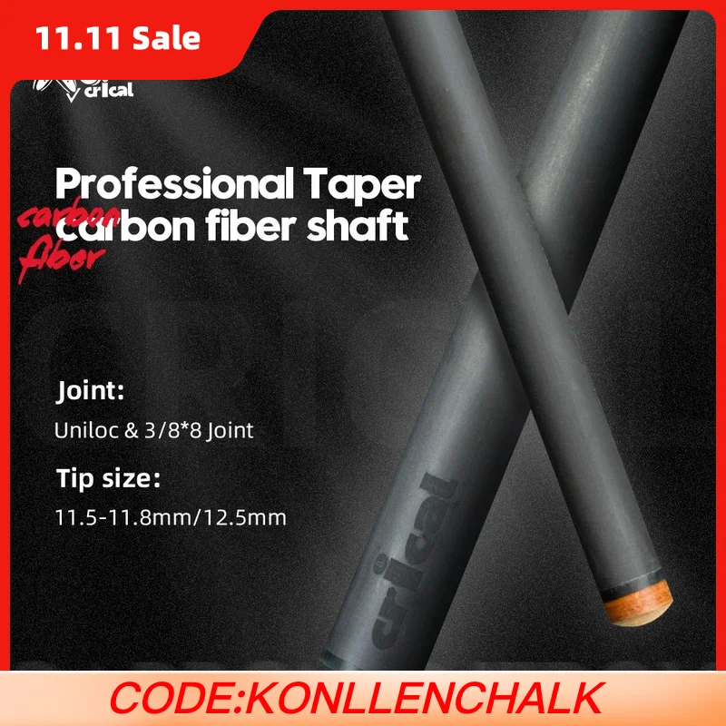 

CRICAL Вал из углеродного волокна с шарнирным соединением Uni-loc 3/8*8, наконечник 11,5/12,4 мм, профессиональный карбоновый вал для кия для пула, бильярда