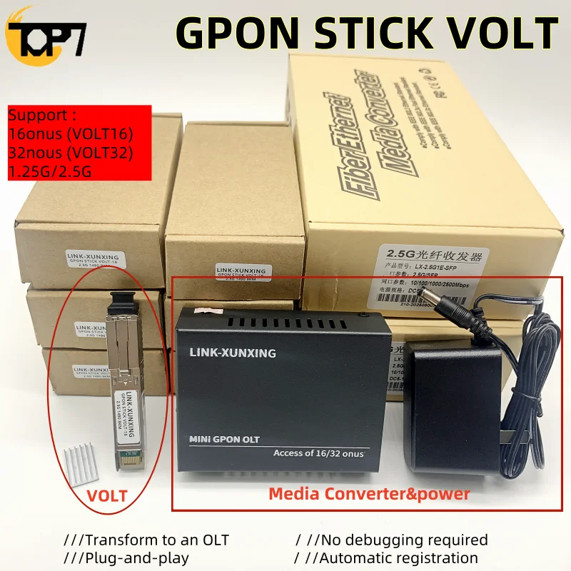 MINI GPON OLT stick VOLT SFP+Module support16/32onu 1.25G/2.5G OLT optical moduleplug-and-play One module OLT SFP optical module