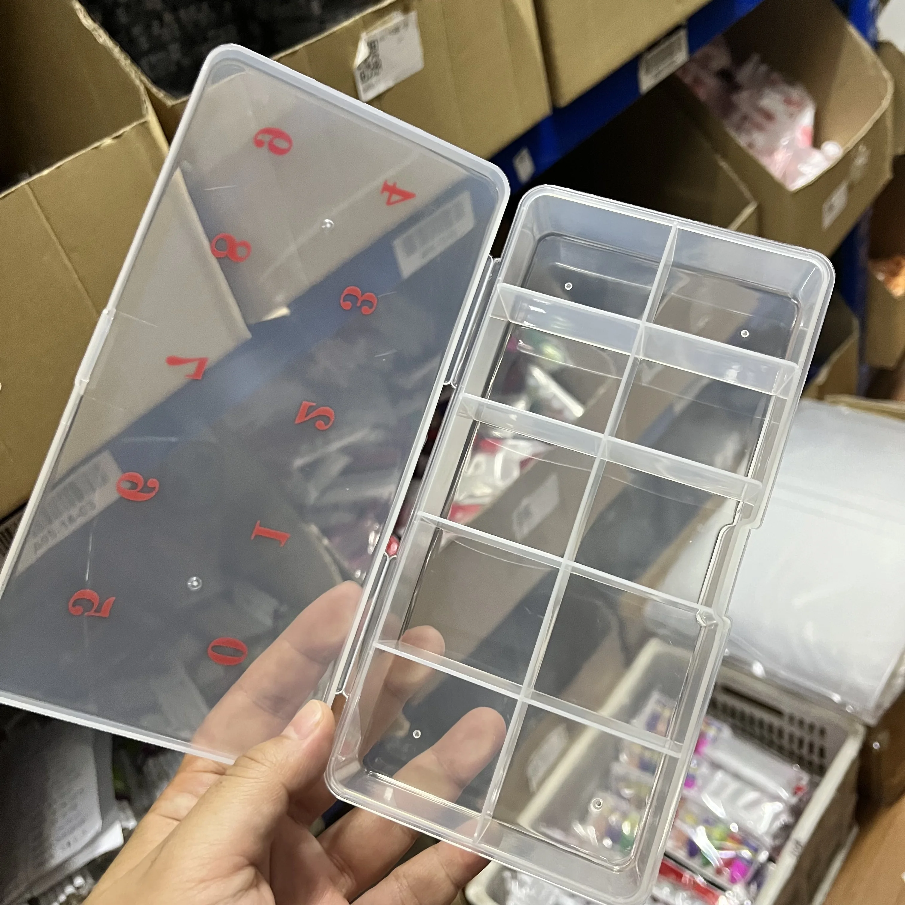 10 Grids Transparent Rectangle Acrylic Nail Tip Organizer Nail Rhinestone Jewelry Manicure Accessories Container Case Nail Tools