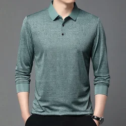 New Men's Business Casual Long Sleeved Shirt Solid Color Polo Shirt Fashionable Breathable Comfortable Versatile Top