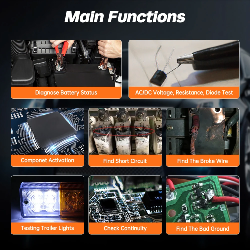 KM50 Car Power Circuit Probe Kit 12V 24V Auto Electric Circuit Tester Frequency/Duty Cycle Test Injector Activating Vehicle